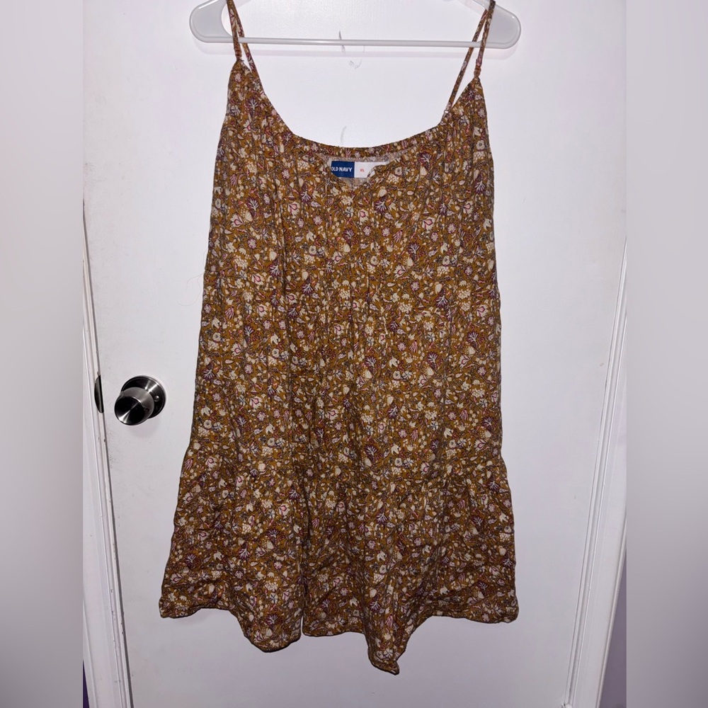 Old Navy Mustard Floral Flowy Dress